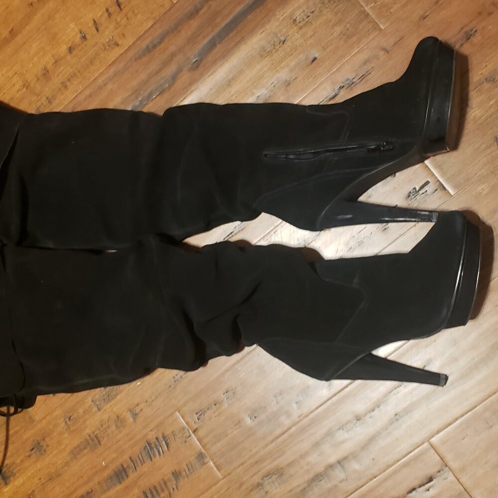 Thigh High Suede Leather Boots
